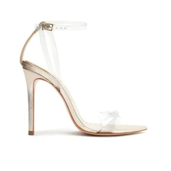 Schutz Elyda Vinyl & Metallic LeatherSandal - 7 / Gold - Picture 2 of 11